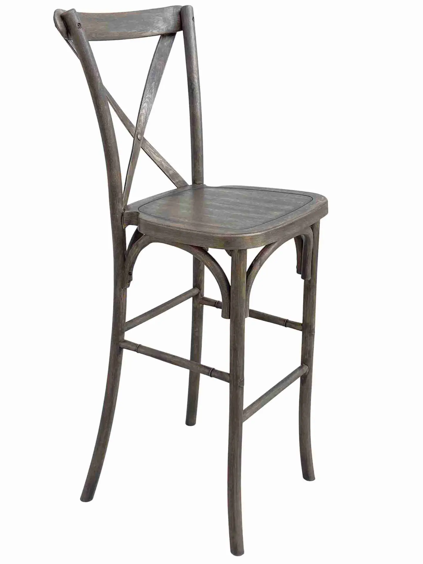 Fruitwood Resin Steel Skeleton™ Cross Back Barstool (Per Unit Price Shown – Sold only in Quantities of 2) Some Assembly Required | Rental