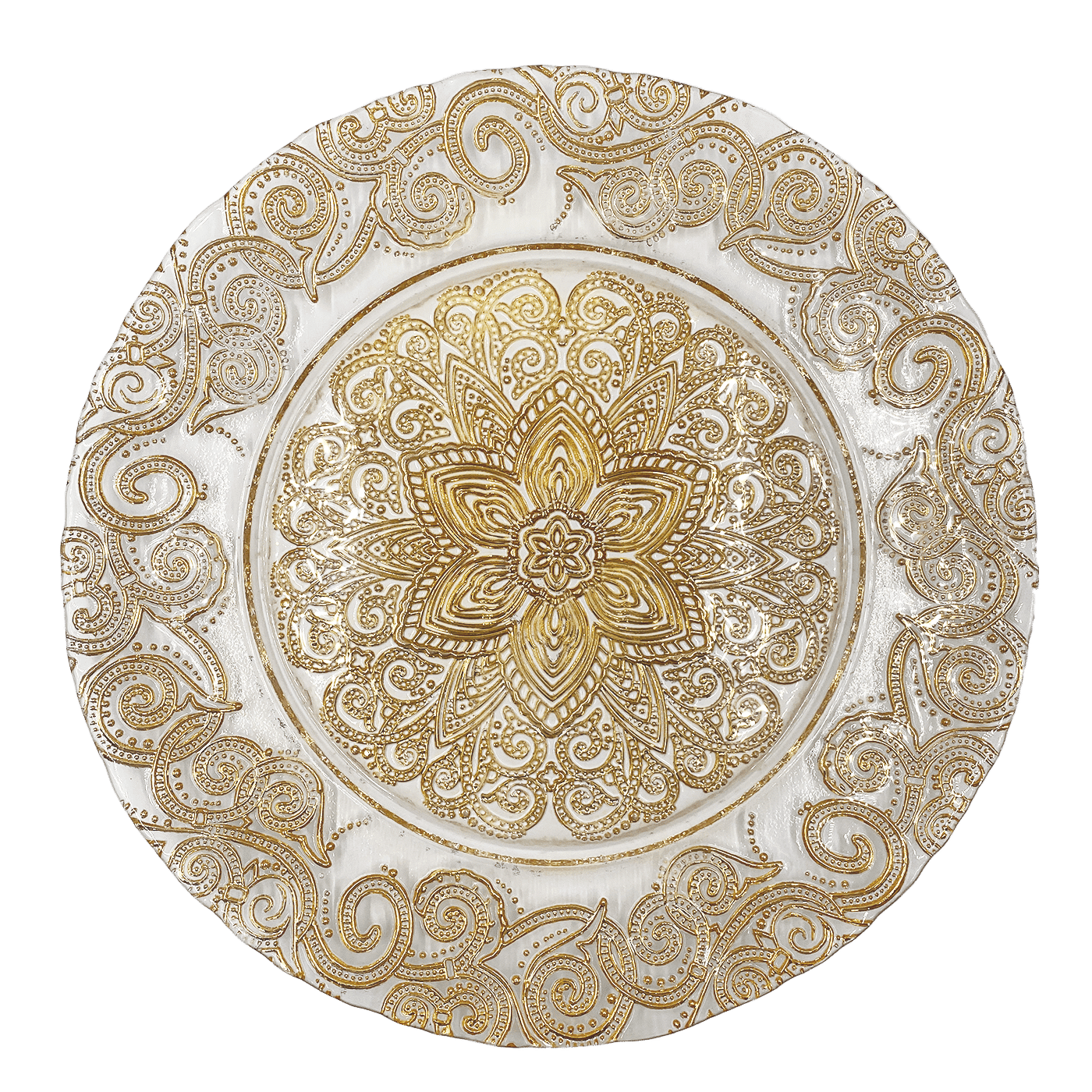 Henna – Glass Charger Plate in Gold (Item # 0294) | Rental