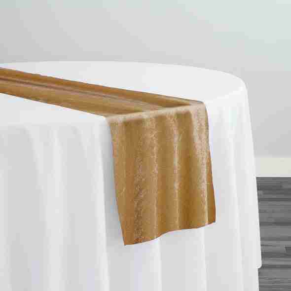 Lush Velvet Table Runner in Gold | Rental