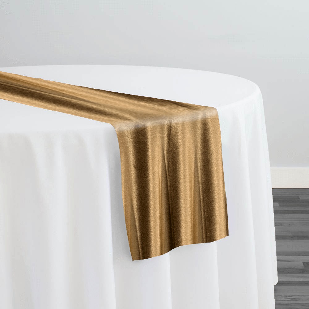Luxury Plush Velvet Table Runner in Bronze | Rental