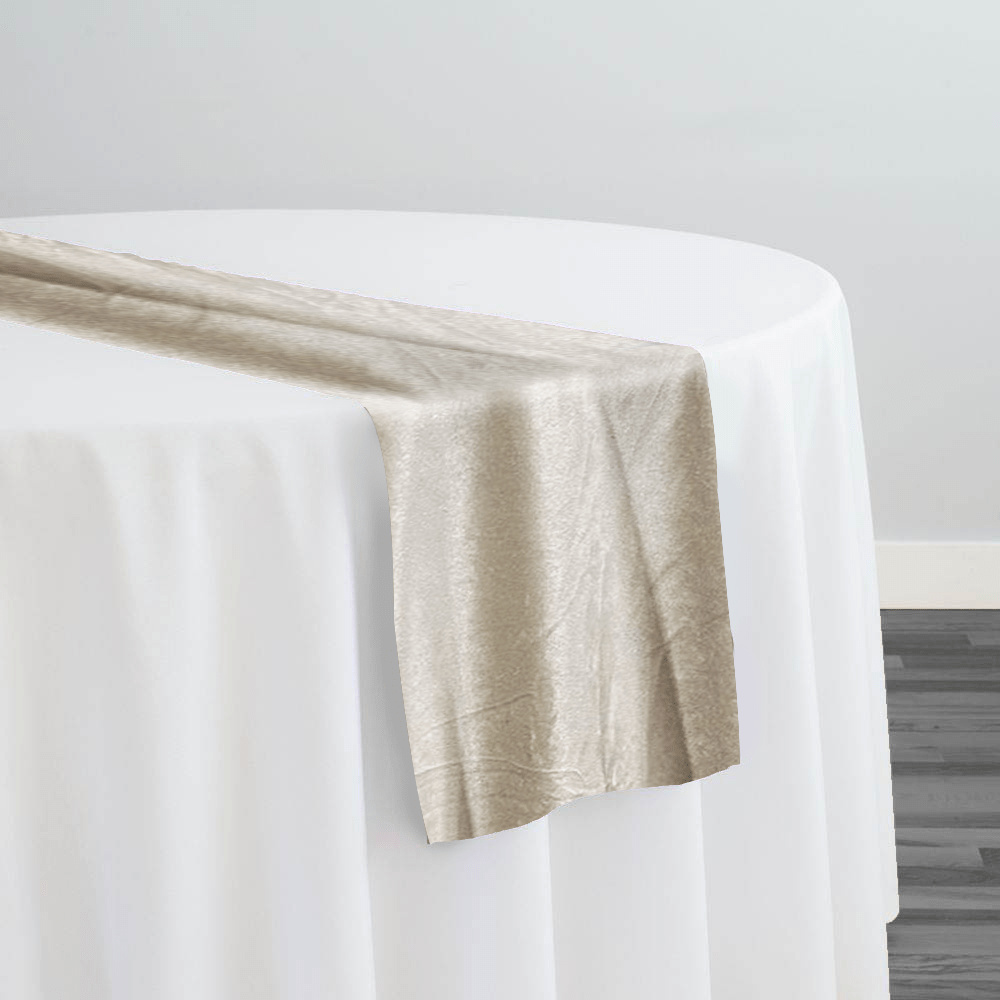 Luxury Plush Velvet Table Runner in Ivory | Rental