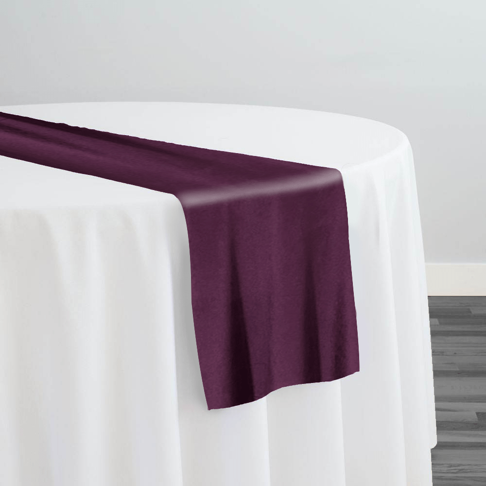 Luxury Plush Velvet Table Runner in Plum | Rental