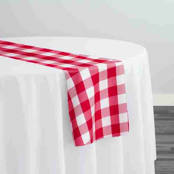 Polyester Checker (Gingham) Table Runner in Red | Rental