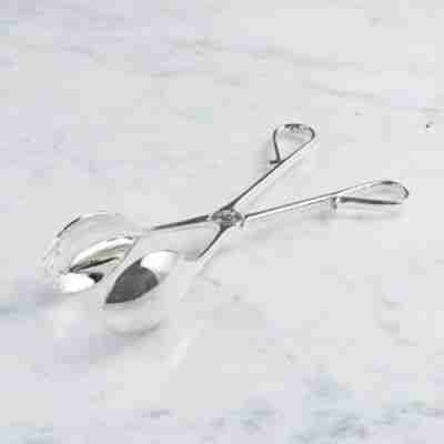 Silver Detailed Scissor Serving Tong 10″ | Rental