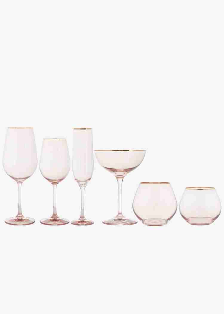 Bella Gold Rimmed | Blush – Water Goblet — Casa de Perrin | Rental