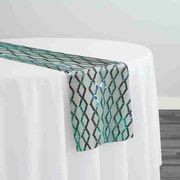 Vortex Sequins Table Runner in Teal Green | Rental