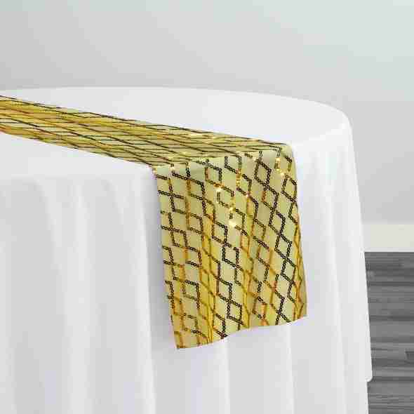 Vortex Sequins Table Runner in Yellow | Rental