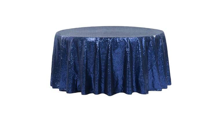 Glitz Sequins 120″ Round Tablecloth – Navy Blue | Rental