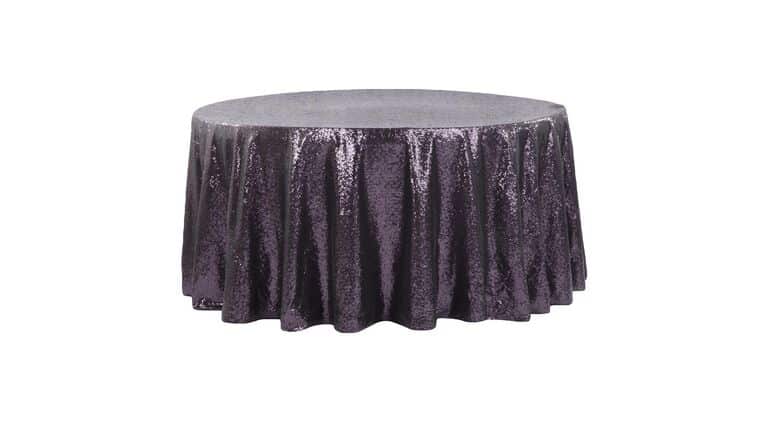 Glitz Sequins 120″ Round Tablecloth – Eggplant/Plum | Rental Glitz Sequins 120″ Round Tablecloth – Eggplant/Plum | Rental