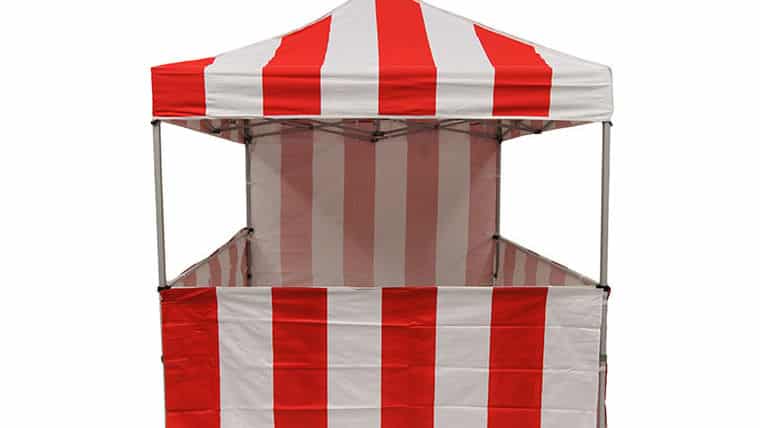 Package – 8′ x 8′ | Commercial Pop Up Tent | Red and White Striped | Rental