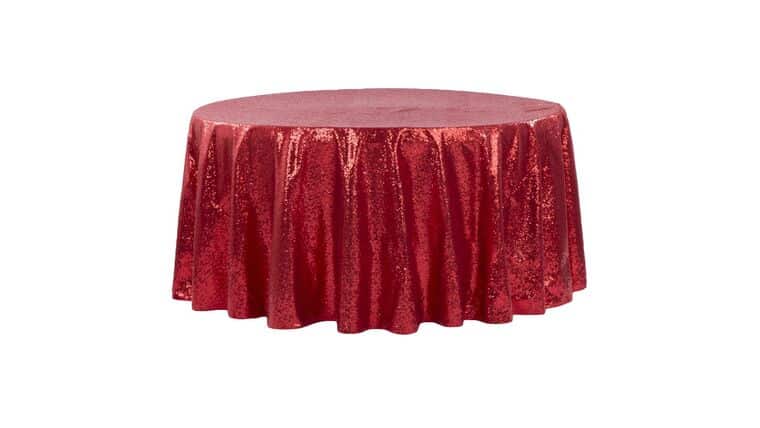 Glitz Sequins 120″ Round Tablecloth – Red | Rental