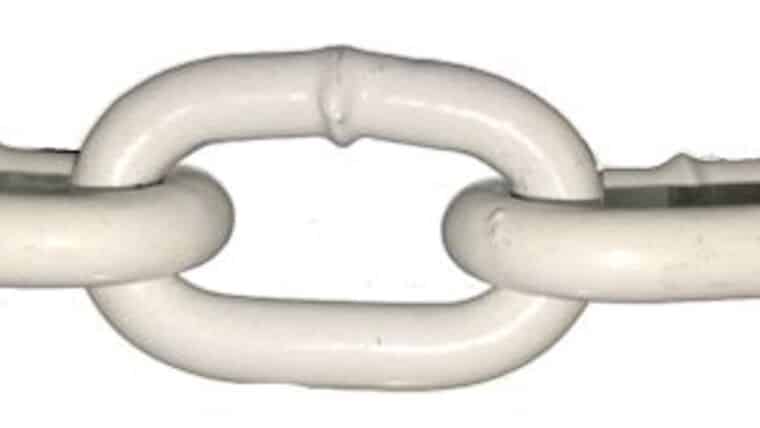 15′ Powder Coated Metal Stanchion Chain – White | Rental