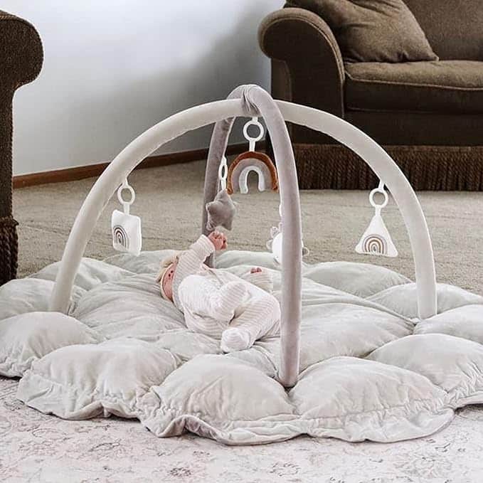 5-in-1 Thick & Plush Baby Play Gym, Baby Play Mats for Floor, Tummy Time Mat with 6 Toys | Rental