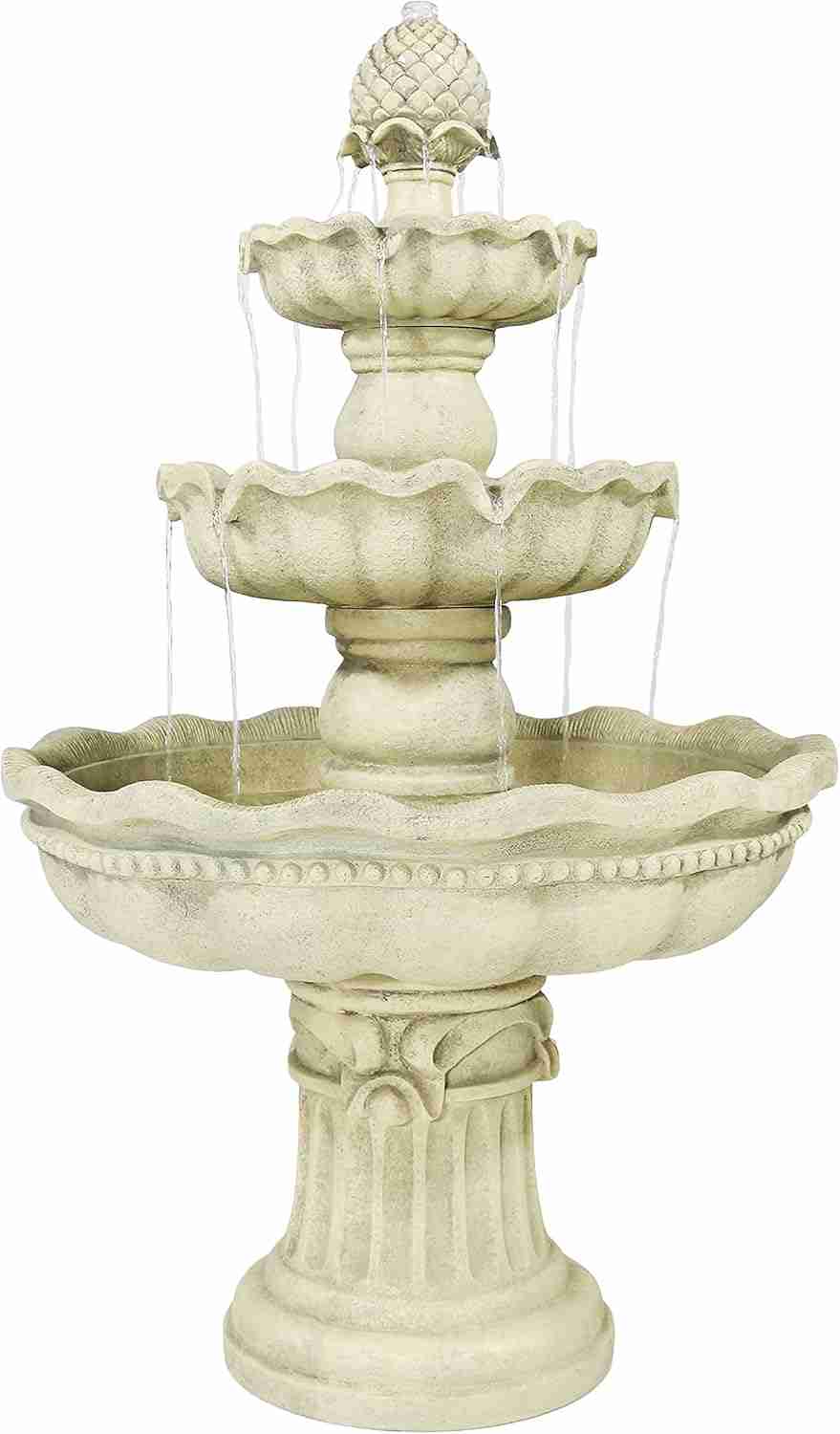 Sunnydaze 51-Inch Electric Water Fountain – Outdoor Water Feature – 3-Tier Outdoor Fountain with Pineapple Top – White : Patio, Lawn & Garden | Rental Sunnydaze 51-Inch Electric Water Fountain – Outdoor Water Feature – 3-Tier Outdoor Fountain with Pineapple Top – White : Patio, Lawn & Garden | Rental
