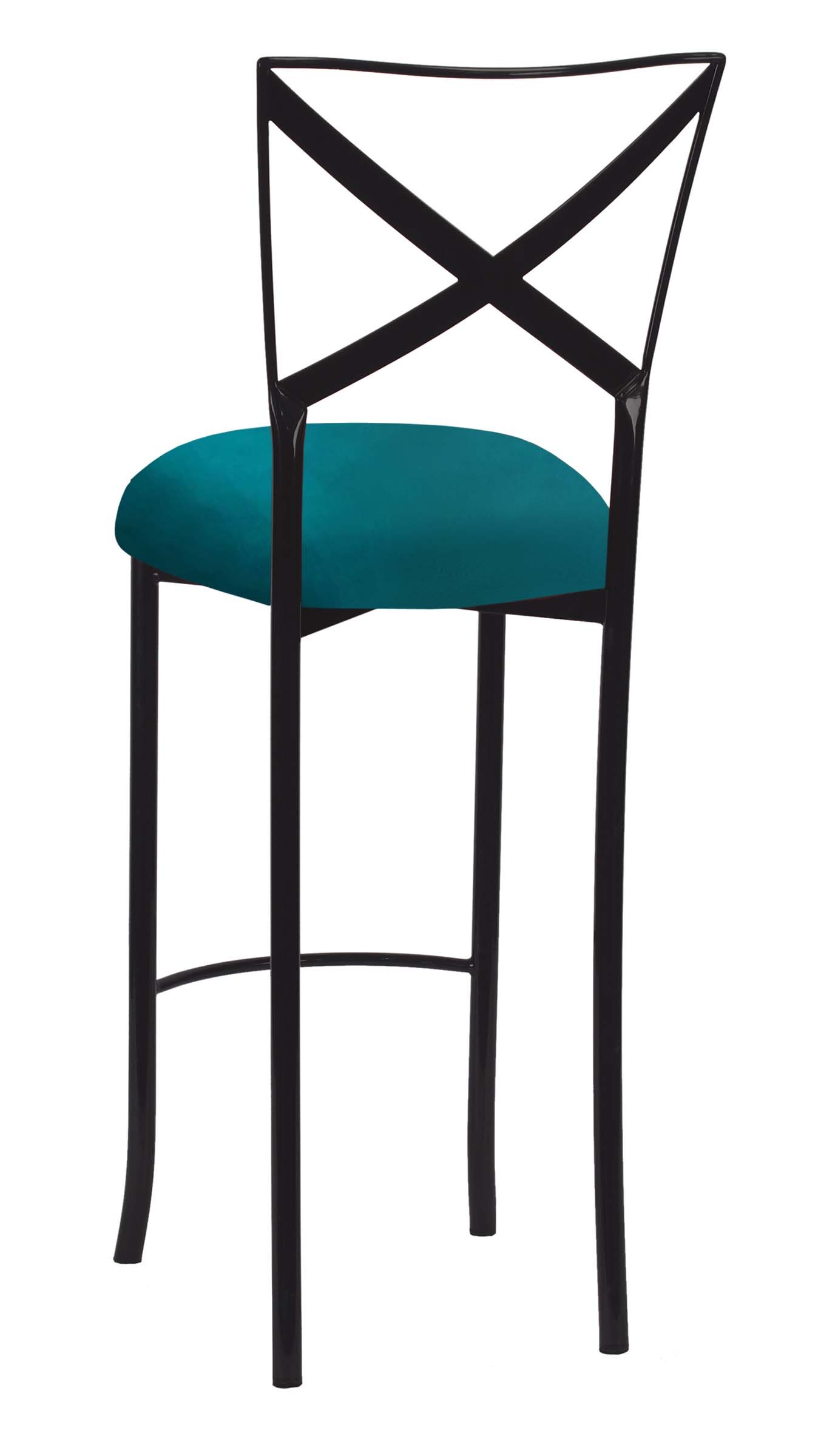 Blak. Simply X Barstool with Teal Velvet Cushion – Chameleon Chair Collection | Rental