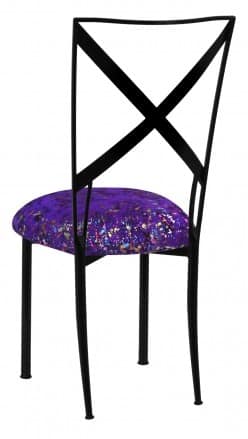 Blak. with Purple Paint Splatter Stretch Knit Cushion – Chameleon Chair Collection | Rental