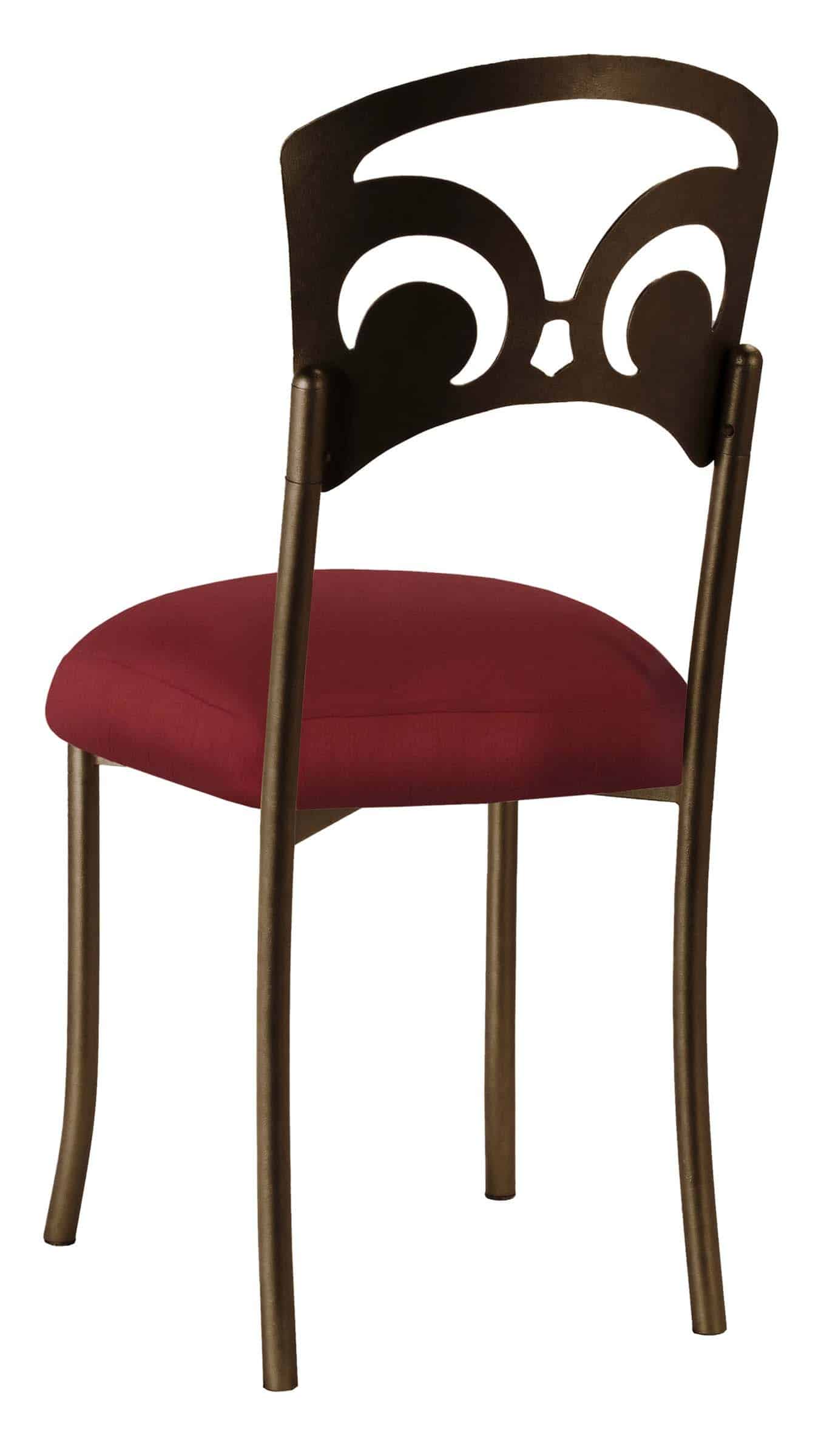 Bronze Fleur de Lis with Burnt Red Dupioni Boxed Cushion – Chameleon Chair Collection | Rental