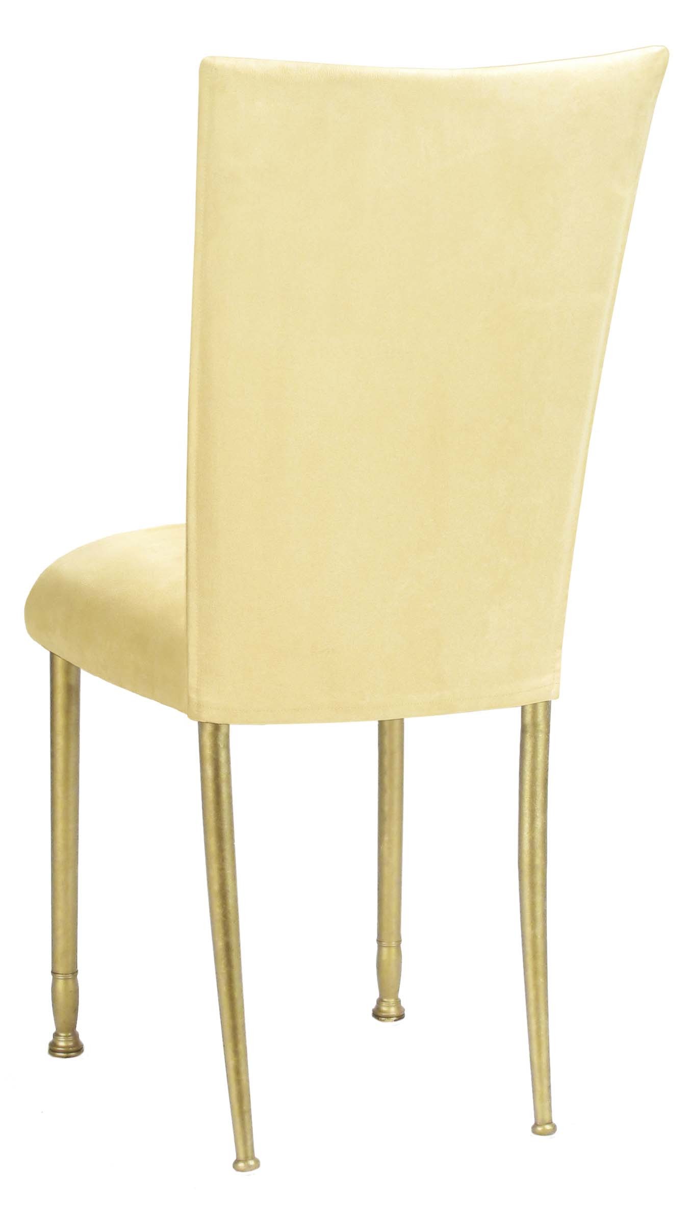 Buttercup Suede Chair Cover and Cushion with Gold Legs – Chameleon Chair Collection | Rental