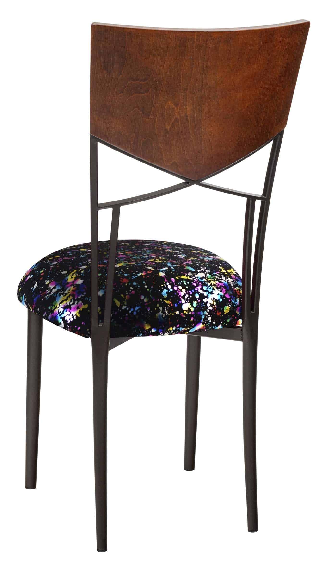 Butterfly Woodback with Black Paint Splatter Stretch Knit Cushion – Chameleon Chair Collection | Rental