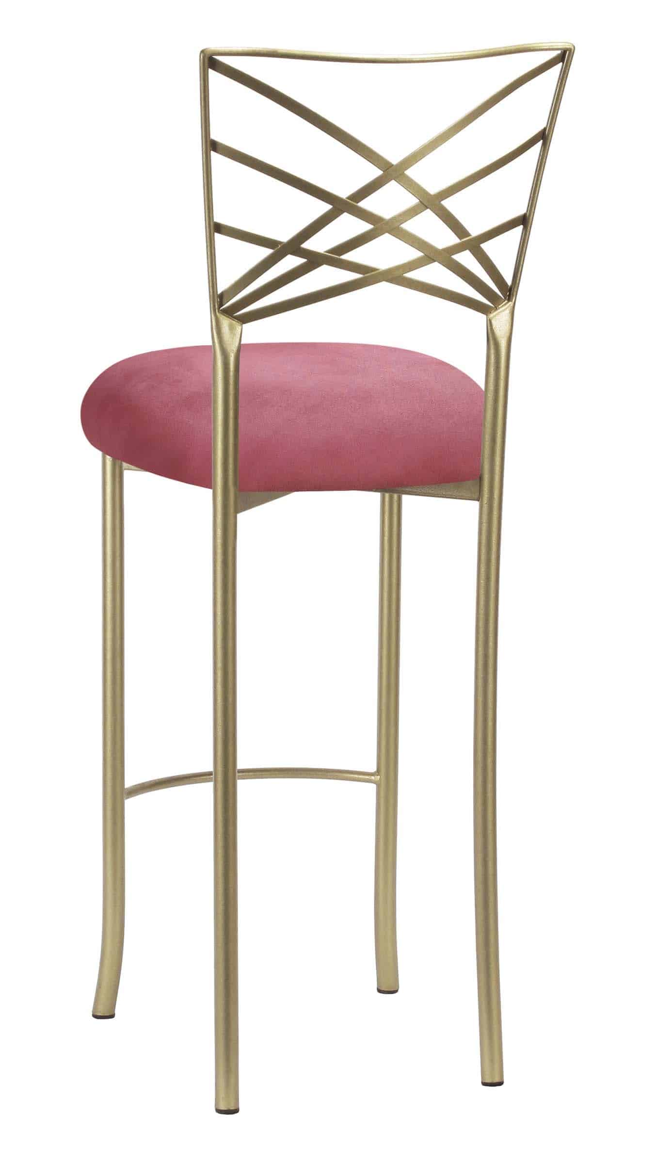 Gold Fanfare Barstool with Raspberry Suede Cushion – Chameleon Chair Collection | Rental