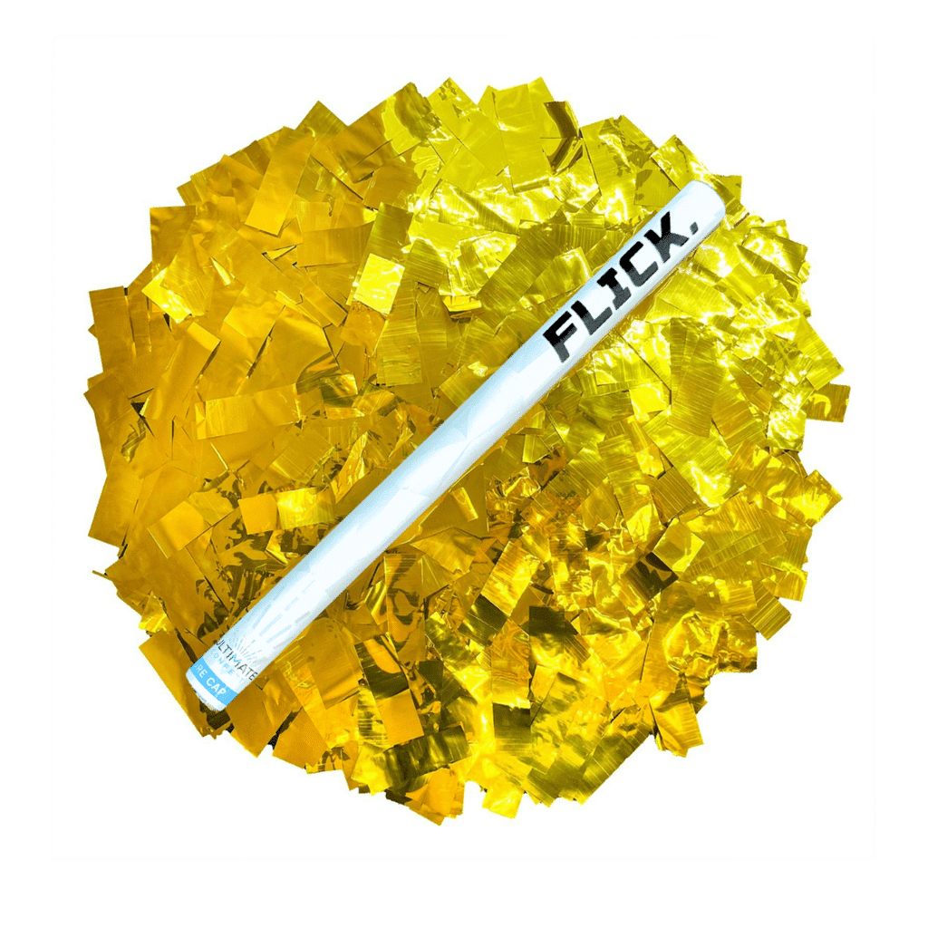 Gold Metallic Foil Confetti Flick Stick – 14″ (Pack of 8) | Rental
