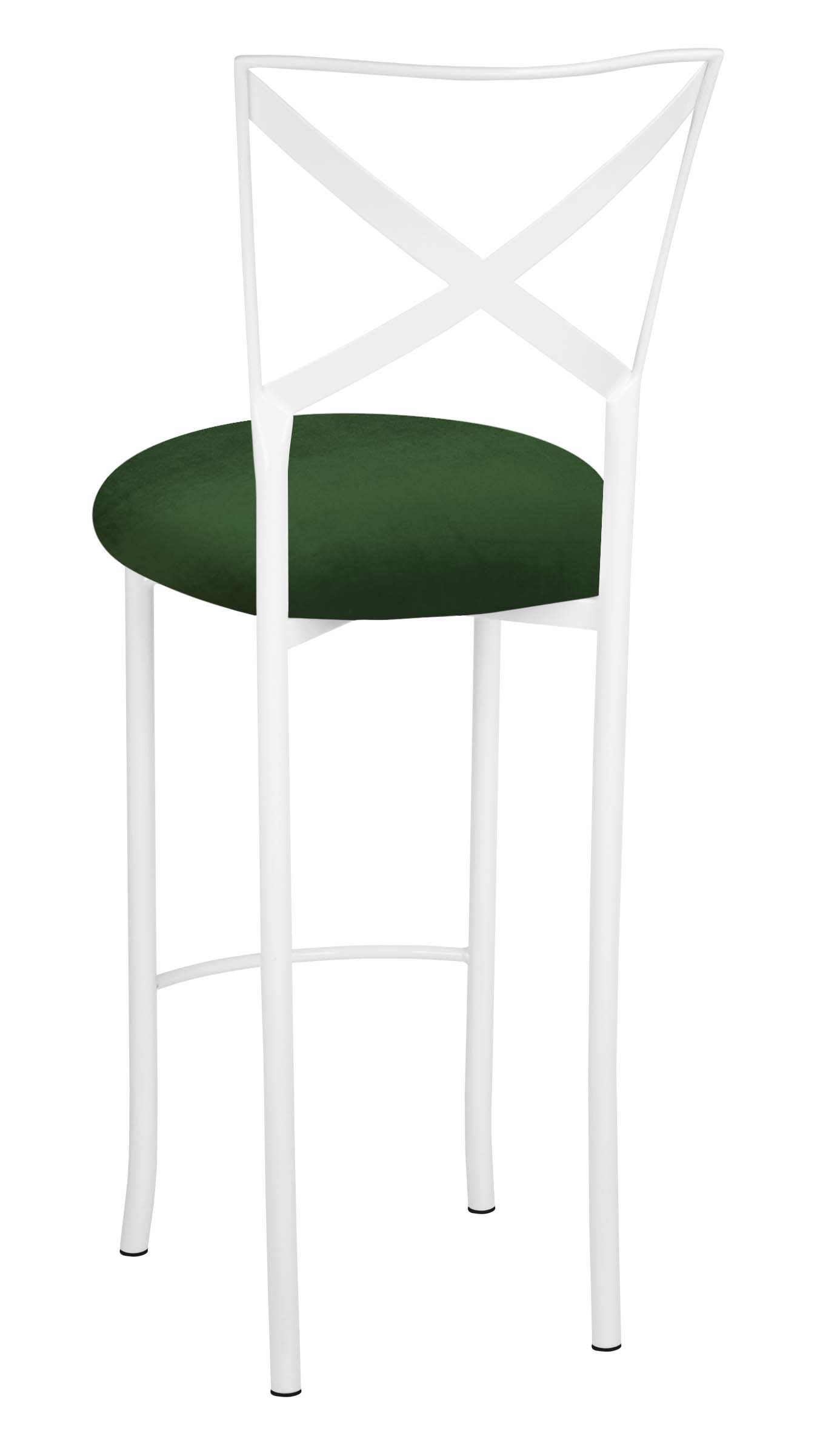Simply X White Barstool with Green Velvet Cushion – Chameleon Chair Collection | Rental