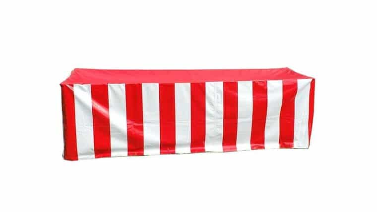 Vinyl 8′ Banquet Table Cover, Red & White | Rental