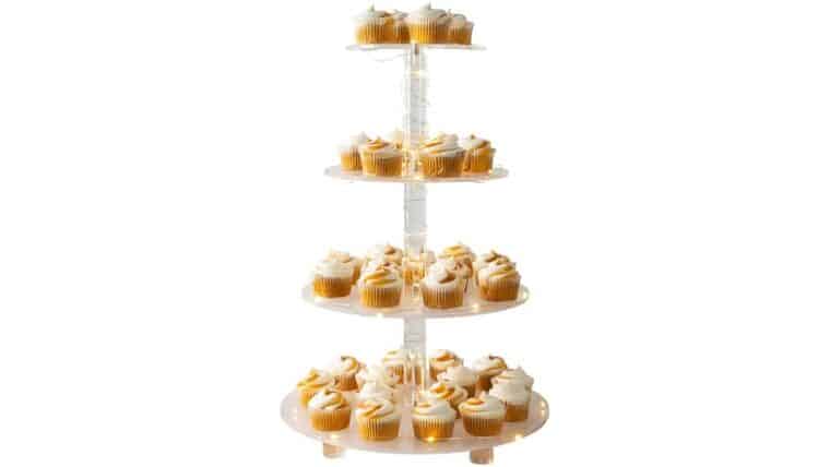 4-Tier Cupcake Stand – Round Acrylic Display Stand with LED Lights | Rental