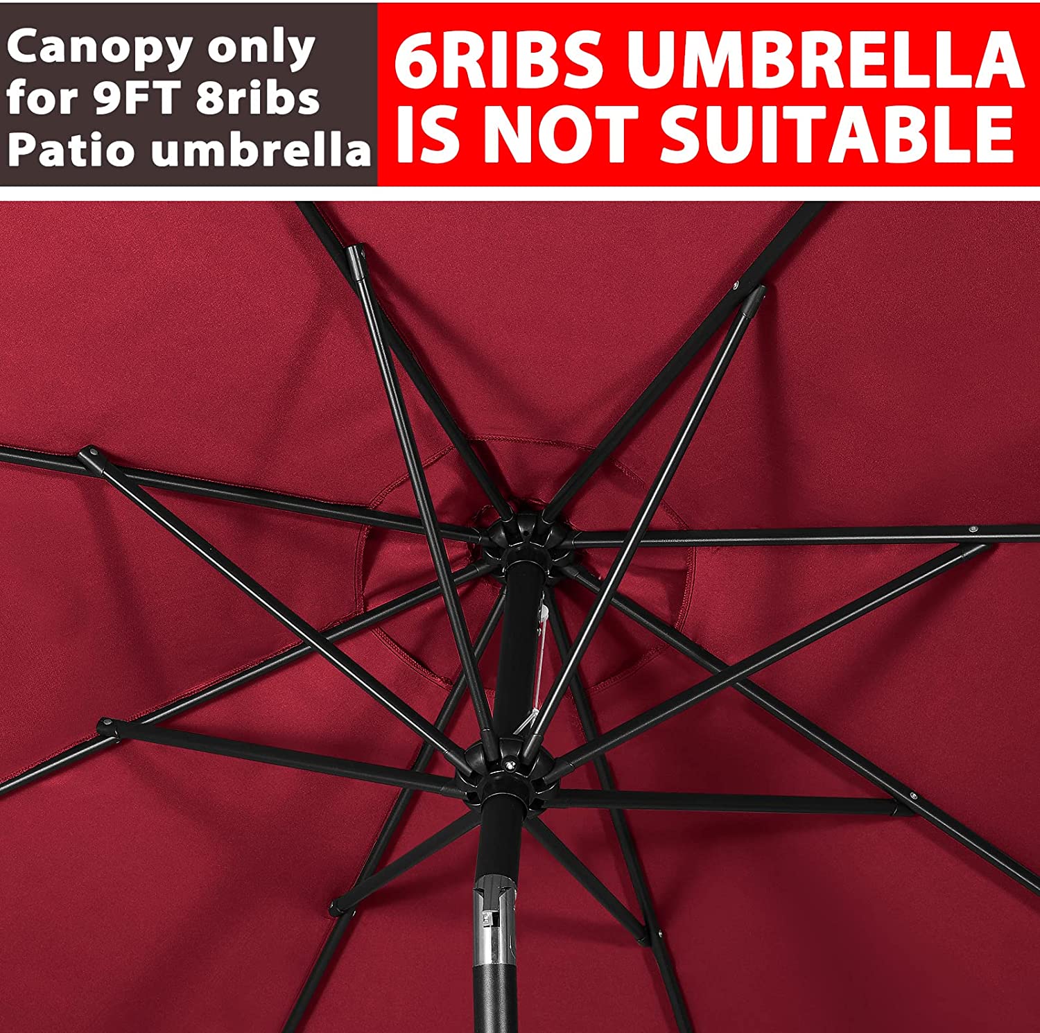 Part | 9′ Market Umbrella Top Only | Burgundy | Rental Part | 9′ Market Umbrella Top Only | Burgundy | Rental