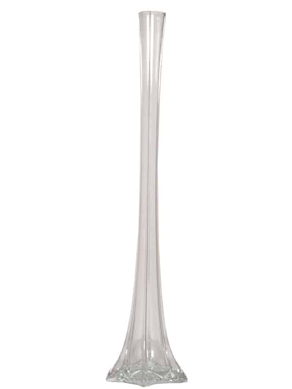 28″ White Glass Eiffel Tower Vase | Rental