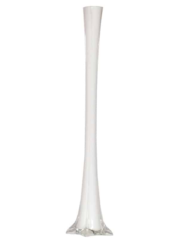 24″ White Glass Eiffel Tower Vase | Rental