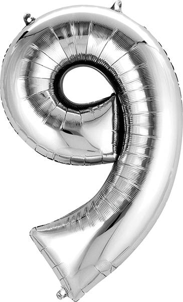 34″ Silver Number 9 Anagram Balloon | Purchase | Rental