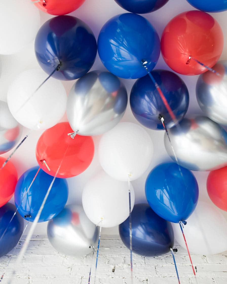 Red, White & Blue Palette 16in Ceiling Balloons – set of 25 | Rental