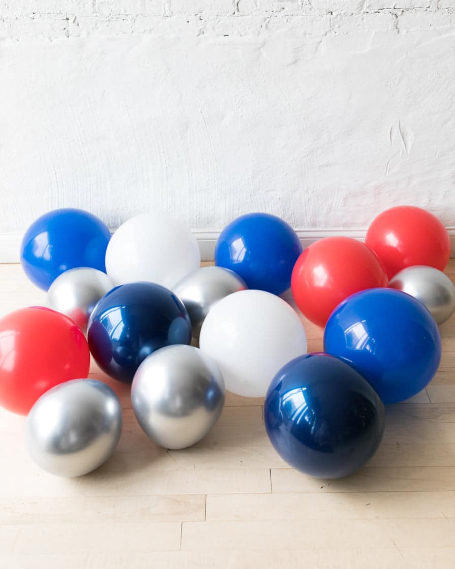 Red, White & Blue Palette Floor Balloons – set of 15 | Rental