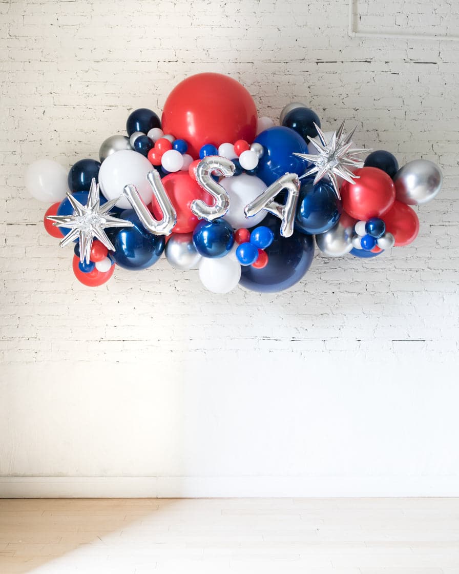 USA Red, White & Blue Palette Balloon Garland | Rental