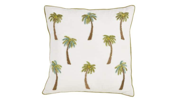1740 – Beaded Palm Tree Pillow – Poly Filled | Rental