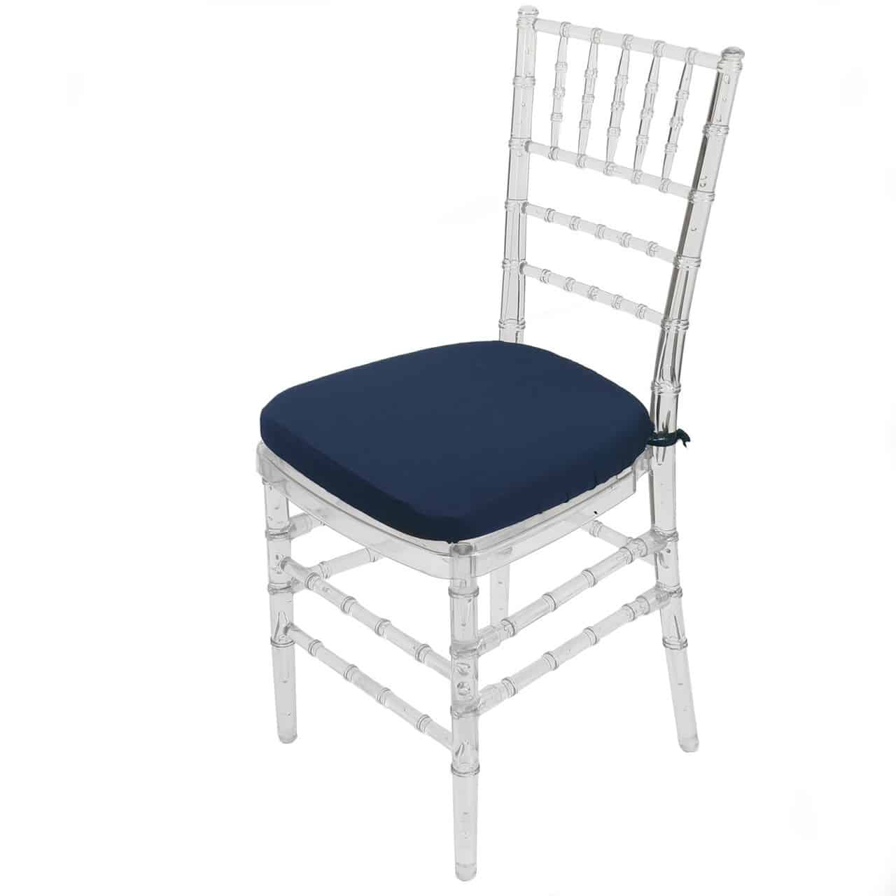 10 Pack Stretch Spandex Chiavari Pad Cover with Ties Navy Blue | Rental