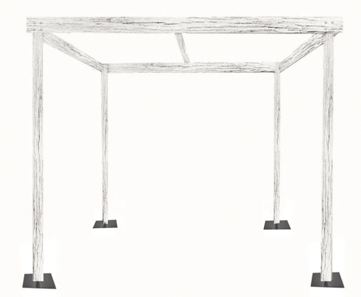 Cabana – 8′ x 8’w x 8’h White Rustic Wood Cabana | Rental