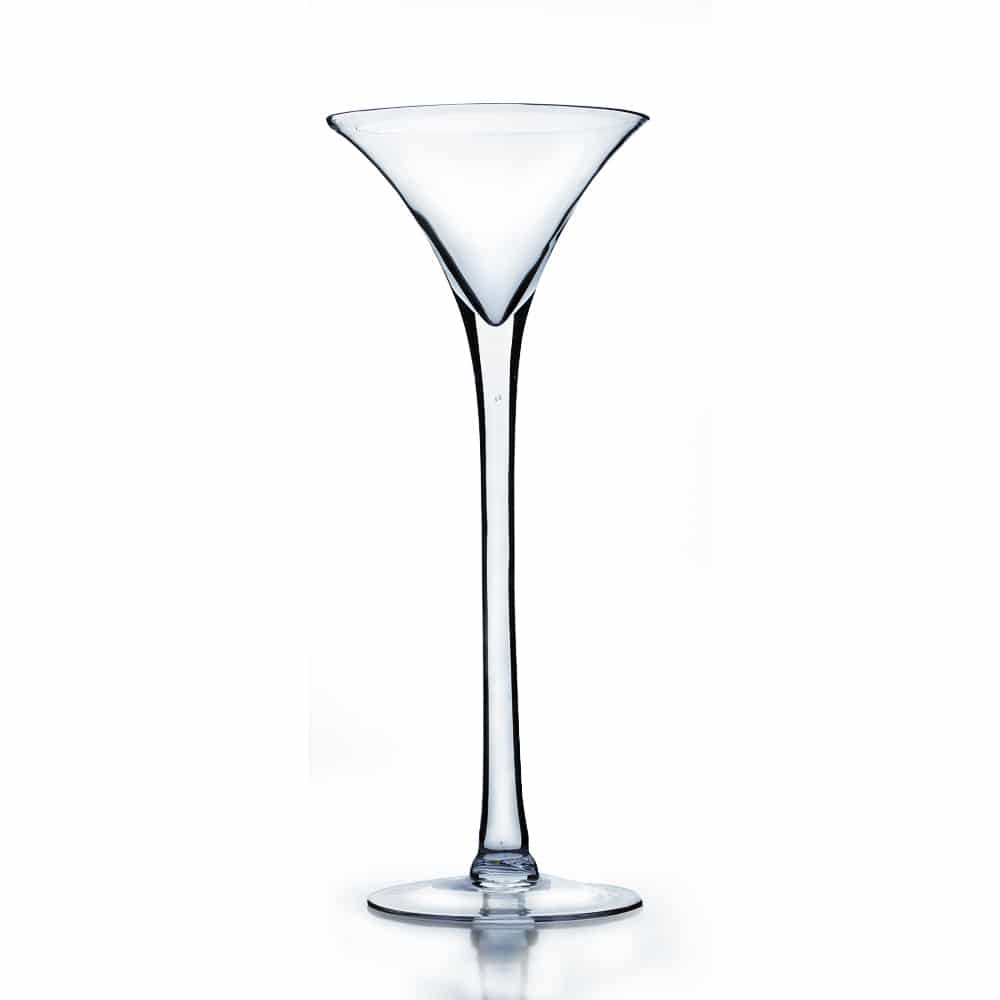 16″ Tall Martini Glass Vase / Holder: Opening: 6″. | Rental