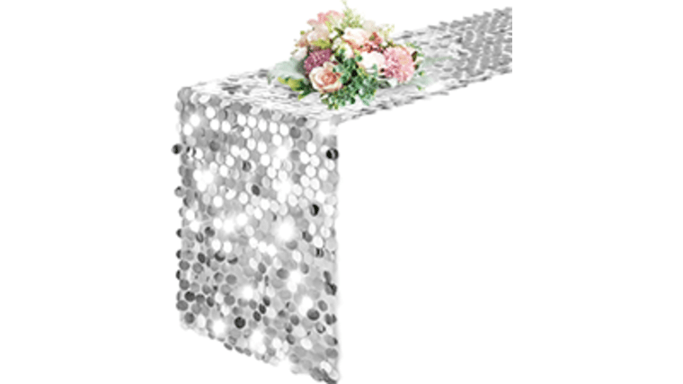 Glitz Sequin Table Runner – White | Rental