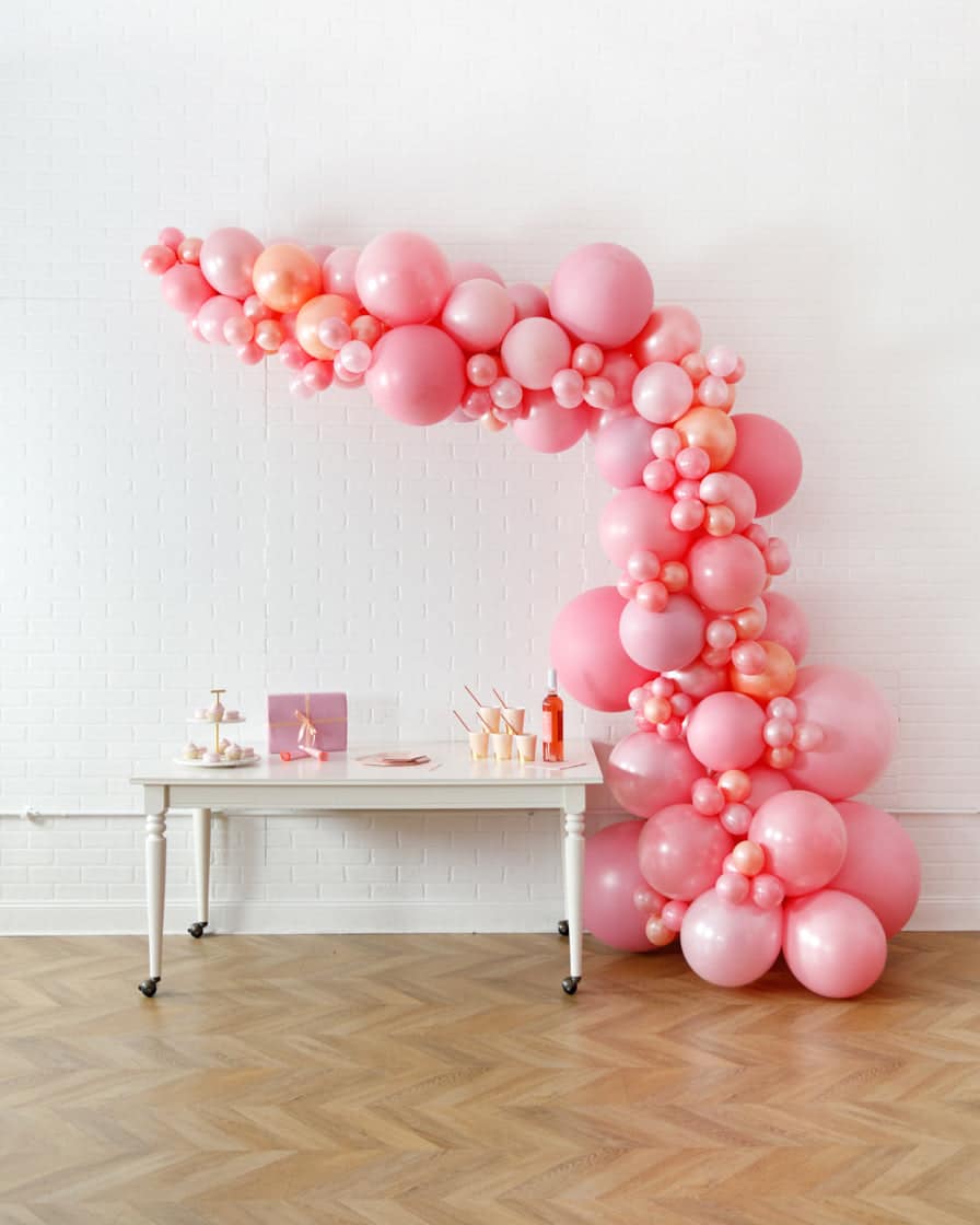 Rosé Bubbles – Balloon Garland Install Piece – 12ft | Rental