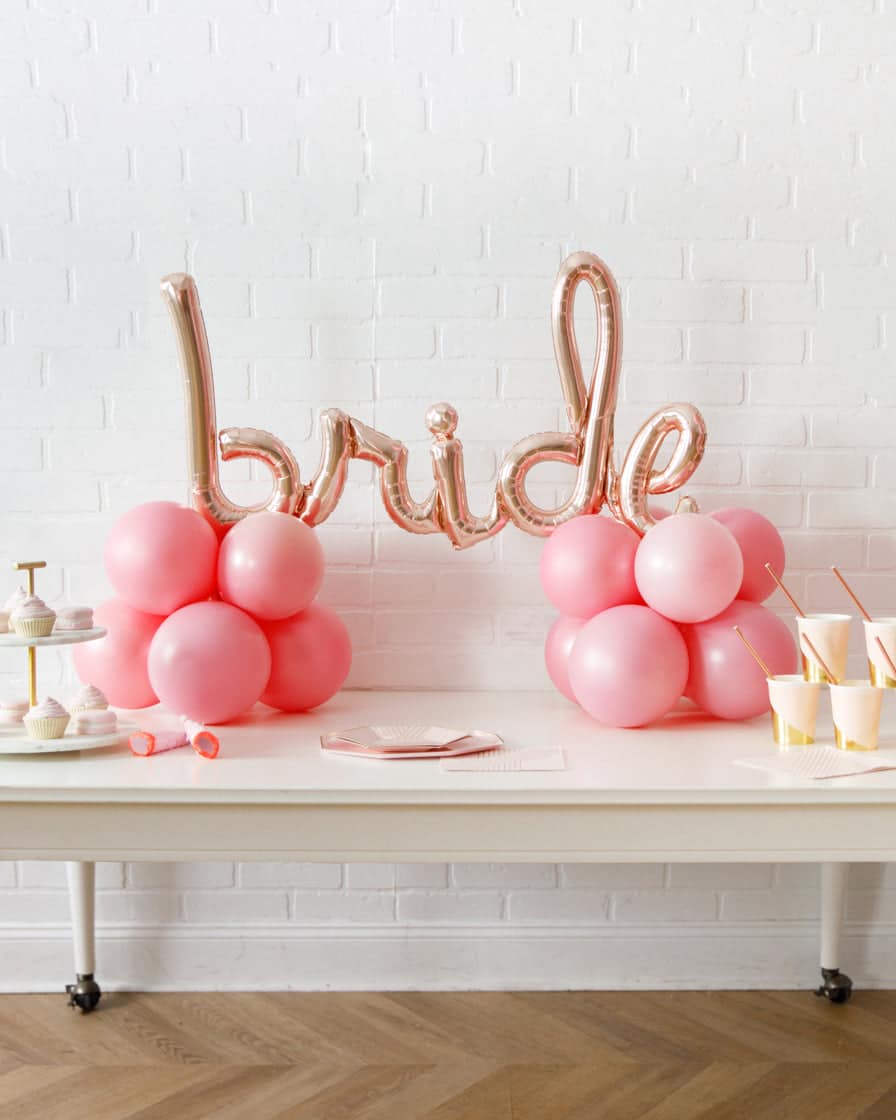 Rosé Bubbles – Tabletop BRIDE Script on Balloon Base – 1.5ft | Rental