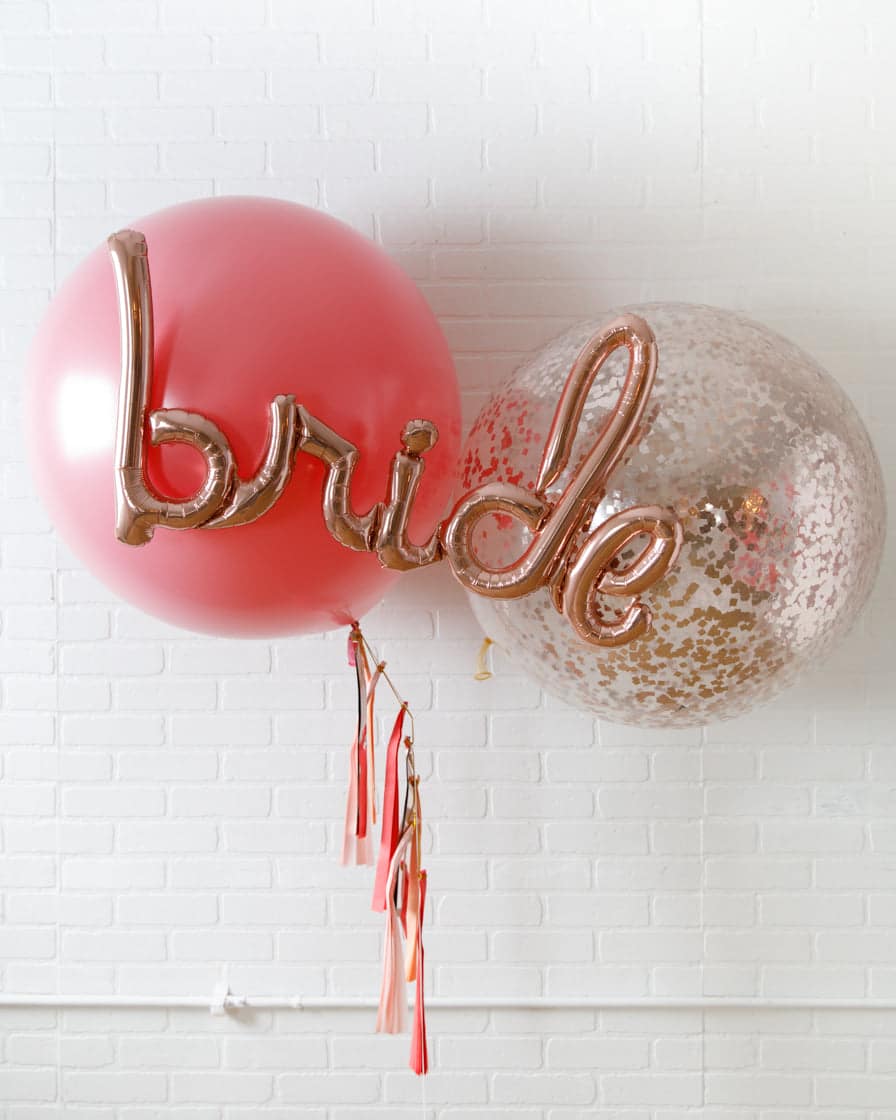 Rosé Bubbles – Giant Bouquet with Bride Script & Tassel | Rental