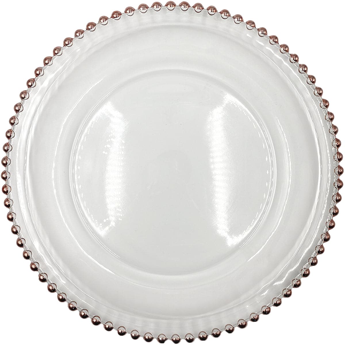 Beaded – Glass Charger Plate in Rose Gold (Item # 0239) | Rental
