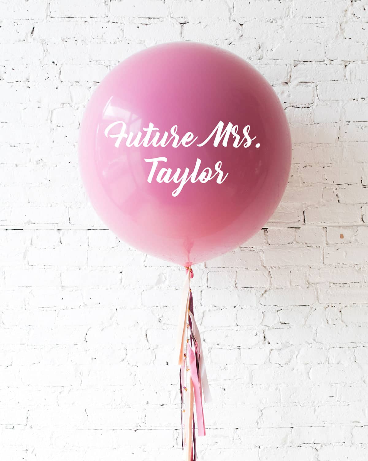 Berry Blush – Personalized Future Mrs. Balloon with Tassel | Rental Berry Blush – Personalized Future Mrs. Balloon with Tassel | Rental