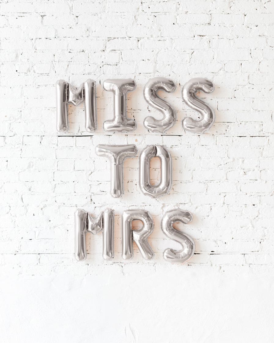 16in Silver MISS TO MRS Foil Balloon Set | Purchase