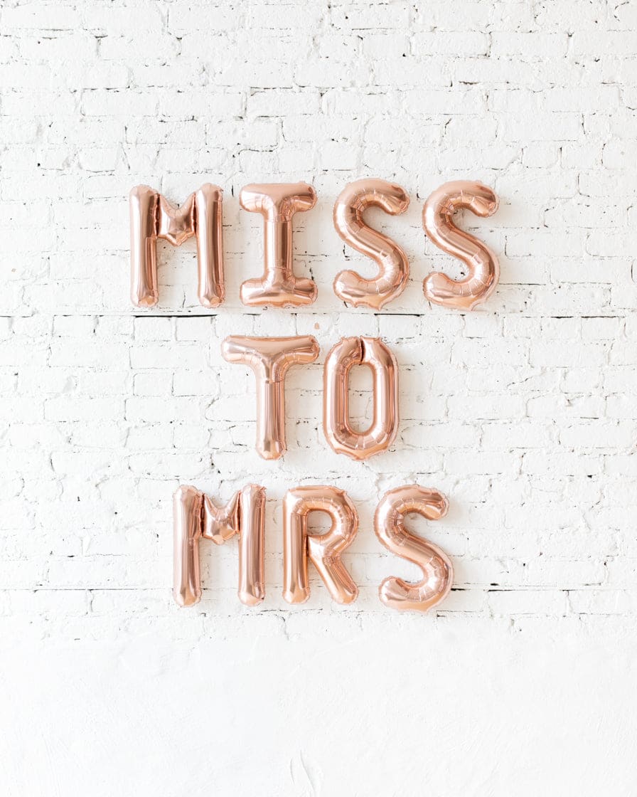 16in Rose Gold MISS TO MRS Foil Balloon Set | Purchase