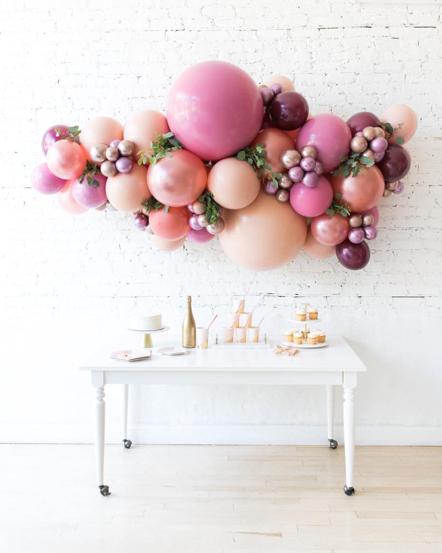 Berry Blush – Backdrop Balloon Garland Install Piece with Greenery/Pampas Grass | Purchase Berry Blush – Backdrop Balloon Garland Install Piece with Greenery/Pampas Grass | Purchase