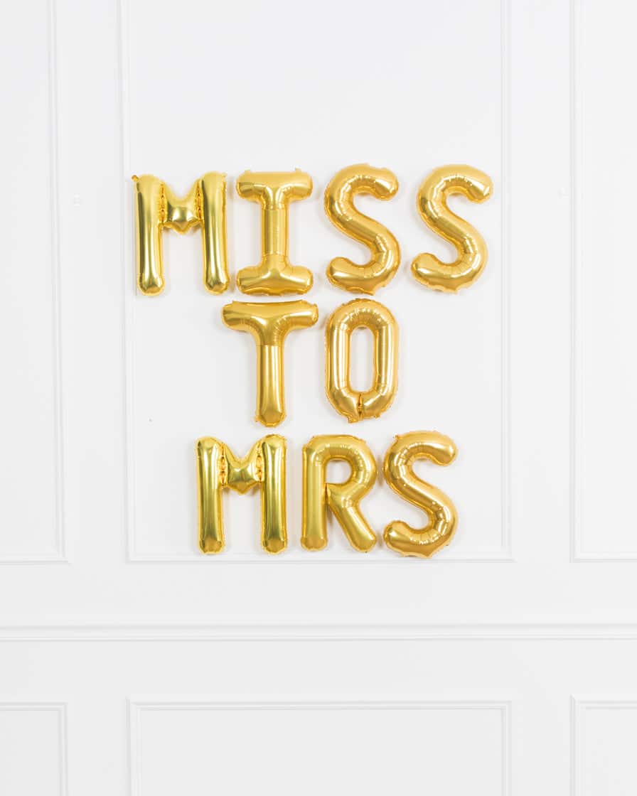 16in Gold MISS TO MRS Foil Balloon Set | Purchase 16in Gold MISS TO MRS Foil Balloon Set | Purchase