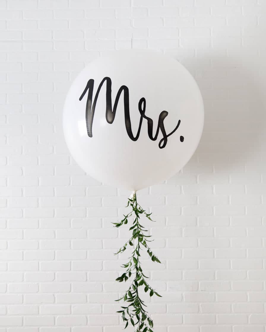 Provence – Mrs or Mr Giant Balloon with Greenery Tassel | Rental
